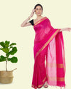 Handcrafted Kota Silk Pink Plain Saree