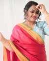 Ornate Handwoven Pure Linen Red Saree