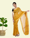 Handcrafted Kota Silk Mustard Plain Saree