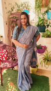 Katan Jordy Blue Silk Saree Weaving Design with Blouse-Indiehaat