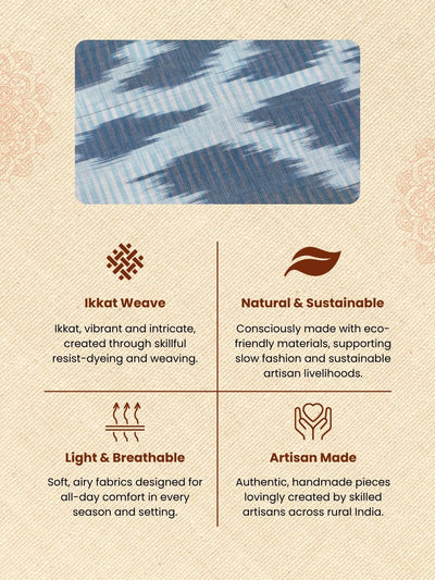 Pure Linen Striking Black Dupatta & Orange Ikkat Kurti Set