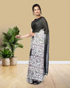 Half Dye Half Print Kota Silk Saree Black & White