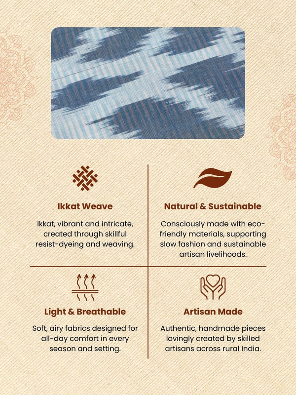 Pure Linen Artistic Black Dupatta & Black Ikkat Kurti Set