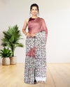 Half Dye Half Print Kota Silk Saree Charm Pink