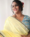 Ethereal Pure Linen Hand Dyed Yellow Saree