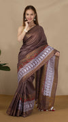 Embroidered Bansbara Tussar Silk Saree Brown