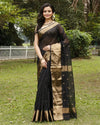 Bold Maheshwari Pure Silk Butta Body Black Saree