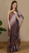 Embroidered Bansbara Tussar Silk Saree Brown