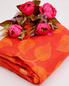 Indiehaat | Pure Cotton Kota Doria Orange Embroidery Saree