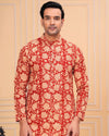 Indiehaat | BlockPrinted Cotton Kurta Pyjama Red