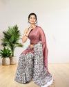 Half Dye Half Print Kota Silk Saree Charm Pink