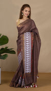 Embroidered Bansbara Tussar Silk Saree Brown