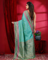 Indiehaat | Banarasi Silk Brocade Weaving Green Saree