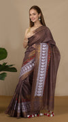 Embroidered Bansbara Tussar Silk Saree Brown