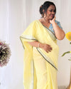 Ethereal Pure Linen Hand Dyed Yellow Saree