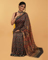 Ret Ki Chhaya Ajrakh Printed Cello Gray Chanderi Silk Saree