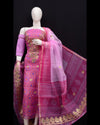 Indiehaat|Kota Doria Gota Patti Pink Suit(Top+Bottom+Dupatta)