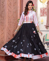 Indiehaat | Festive Fusion Lehanga Choli Set Eerie Black BlockPrinted