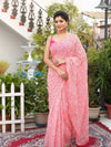 Tepchi Handwork Georgette Saree Candy Pink