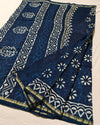 Indiehaat | Indigo Blockprint Pure Chanderi Silk Saree | Elegance in Blue