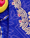 Indiehaat | Kota Doria Gota Patti, Bandhej Suit Blue