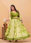 Indiehaat | Blockprinted Green Lehanga Choli Set