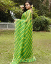 Elegant Pure Silk Kota Doria Green Saree Handcrafted