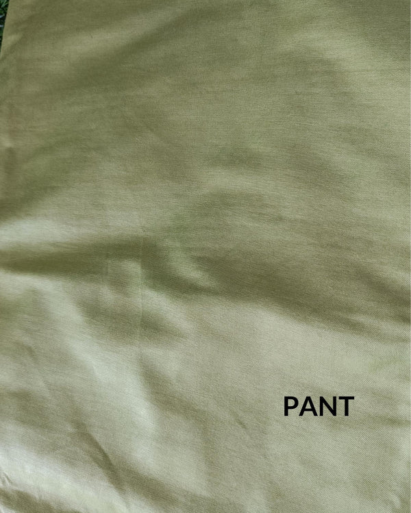 Katan Silk Suit Piece Red and Green Color with Bottom and Dupatta-Indiehaat