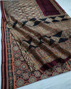 Indiehaat | Chanderi Silk Ajrakh Print Saree Red
