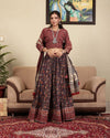 Indiehaat | BlockPrinted Maroon & Blue Lehanga Choli Set