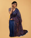 Thoughtful Pure Linen Kantha Work Saree Resolution Blue