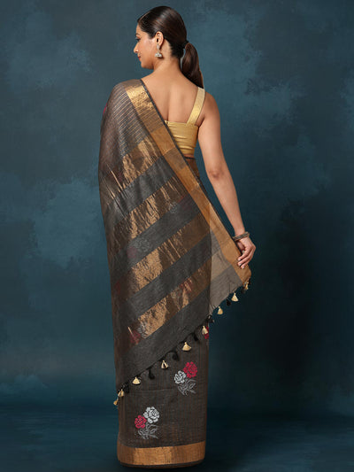 Indiehaat | Banswara Cotton Silk Saree Black