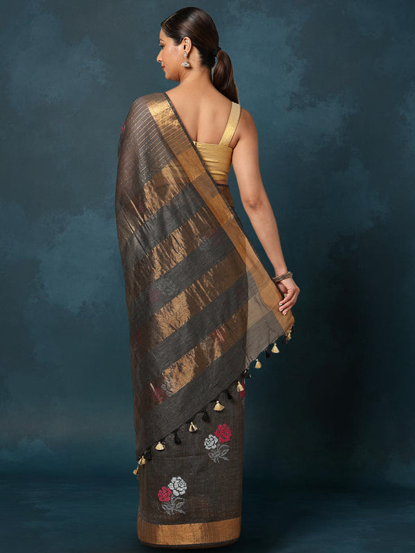 Indiehaat | Banswara Cotton Silk Saree Black