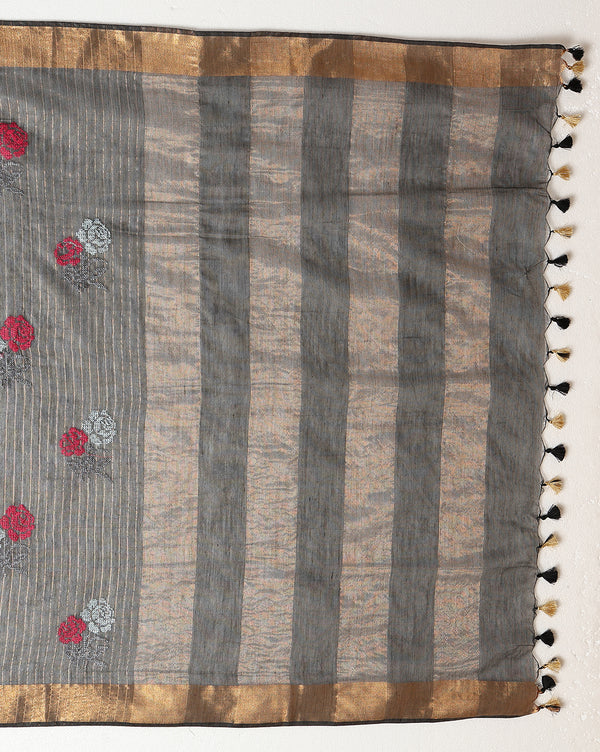 Indiehaat | Banswara Cotton Silk Saree Black