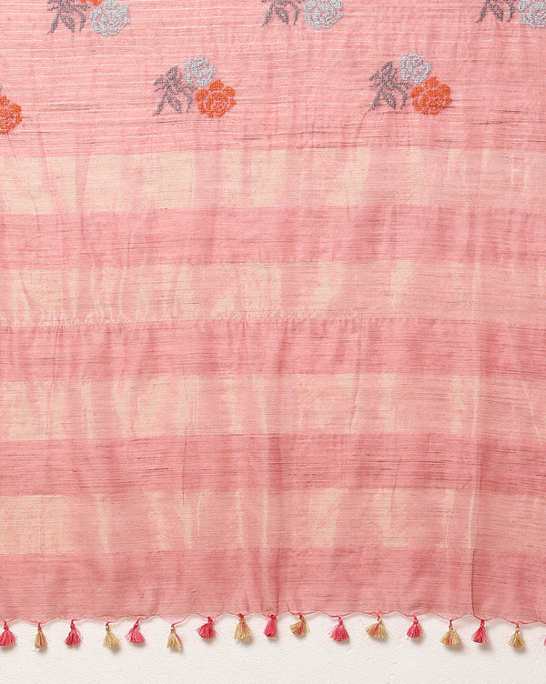 Indiehaat | Banswara Cotton Silk Saree Pink