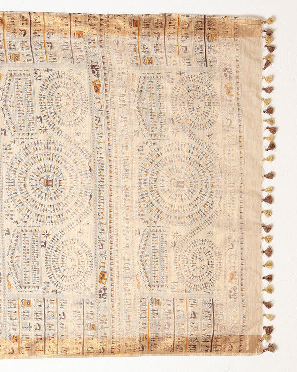 Indiehaat | Banswara Cotton Silk Saree Beige