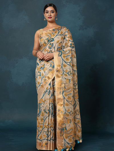 Indiehaat | Banswara Cotton Silk Saree Beige