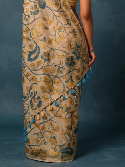 Indiehaat | Banswara Cotton Silk Saree Beige