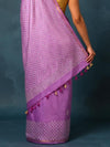 Indiehaat | Blockprint Katan Silk Saree Purple