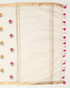 Indiehaat | Silk Linen Embroidery Saree White