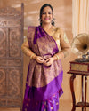 Indiehaat | Banarasi Silk Purple Saree Jaquard Weaving With Running Blouse