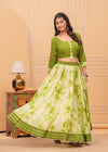 Indiehaat | Blockprinted Green Lehanga Choli Set