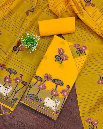 Indiehaat | Banarasi Cotton Brocade Suit Green