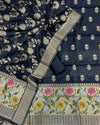 Indiehaat | Banarasi Cotton Brocade Suit Blue