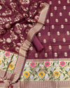 Indiehaat | Banarasi Cotton Brocade Suit Brown