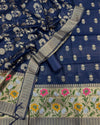 Indiehaat | Banarasi Cotton Brocade Suit Blue