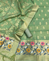 Indiehaat | Banarasi Cotton Brocade Suit Green