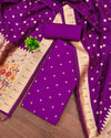 Indiehaat | Banarasi Lichi Silk Purple Brocade Suit