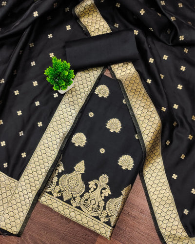 Indiehaat | Banarasi Brocade Lichi Silk Black Suit