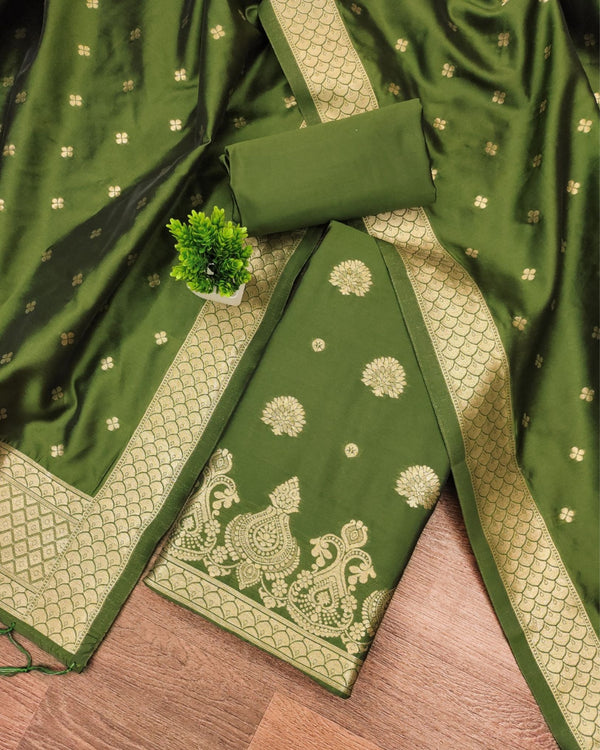 Indiehaat | Banarasi Brocade Lichi Silk Green Suit